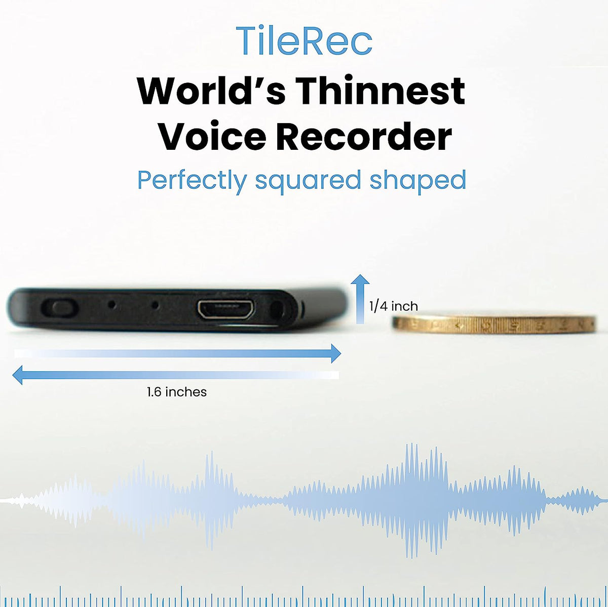 Visual Recorder Small Discreet Slimmmest Mini Voice Recorder - Ultra-Compact, One-Click ...