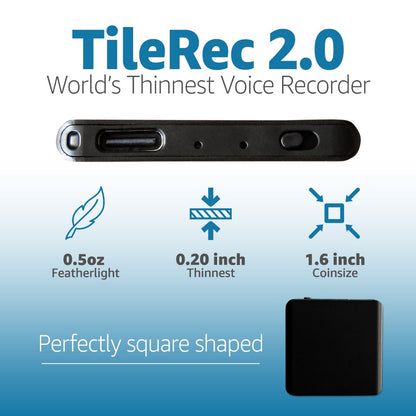 TileRec 2.0 - 64GB Slimmest Mini Voice-Activated Recorder