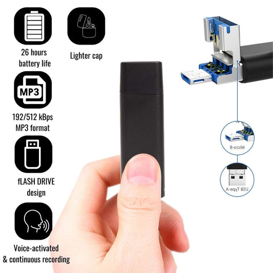 LightRec - Slimmest Voice Activated Recorder - [Unique Mini Voice Recorder by ATTO DIGITAL]