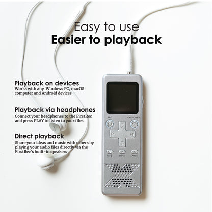 easy to playback voice recorder with headphones